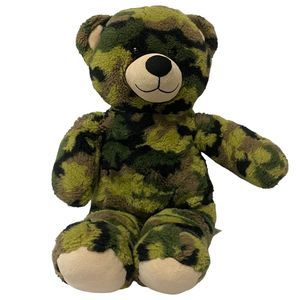 Build A Bear Camo Camouflage Green Military 17" Soft Plush Bear BABW